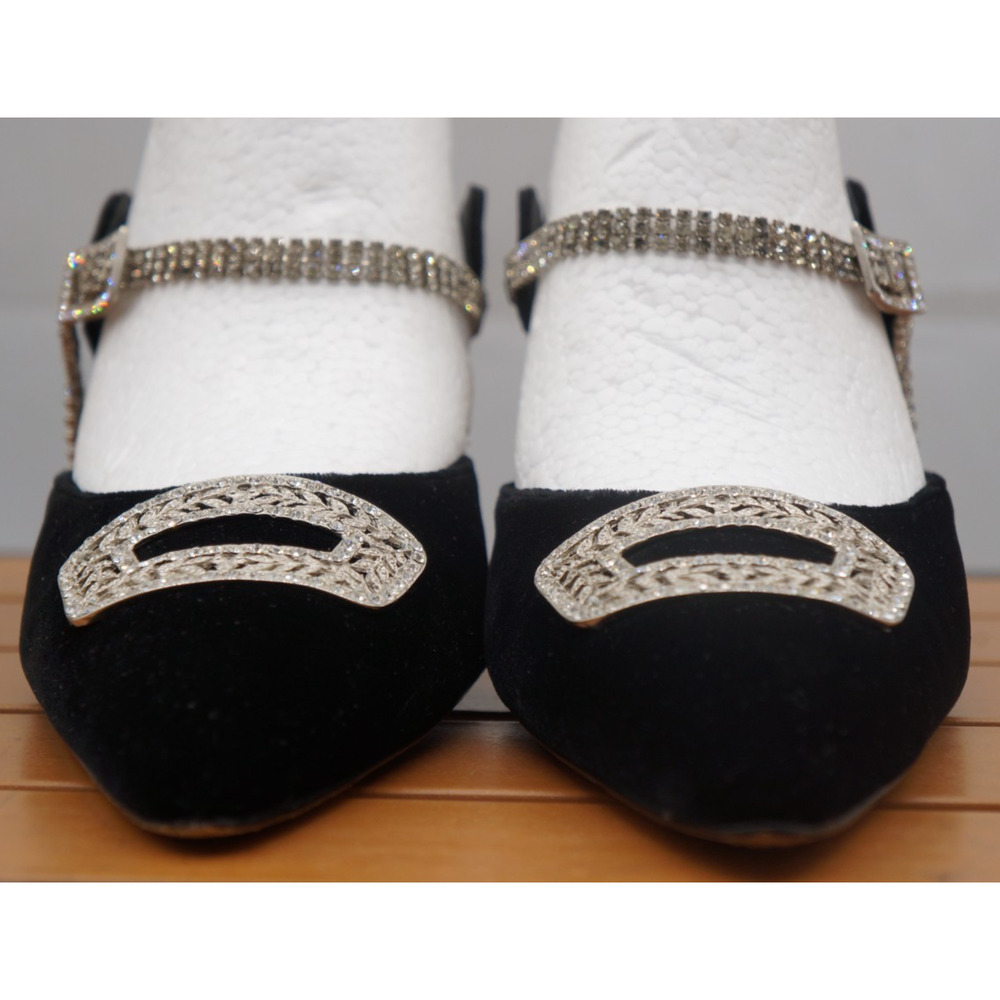 Manolo Blahnik RARE velvet high heels shoes with crystals size 38 EU / 8 US - Picture 4 of 14